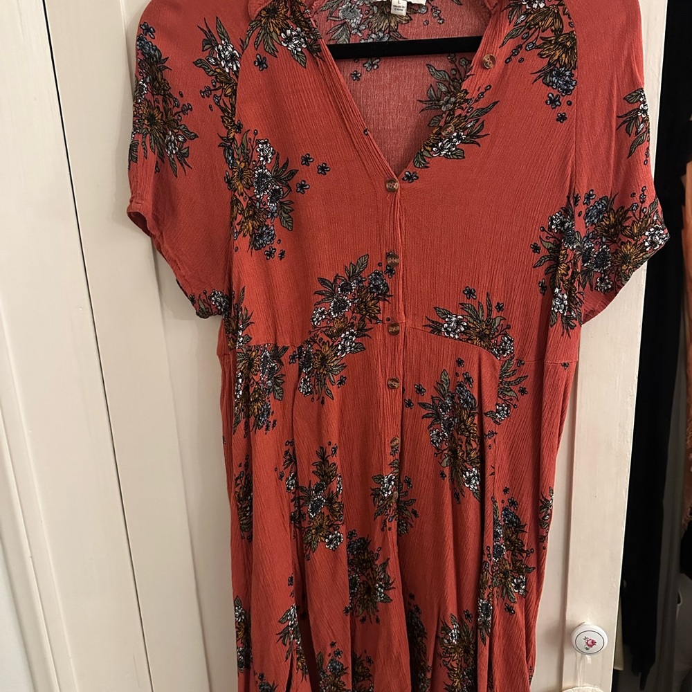 Umgee Rust Floral Midi Dress